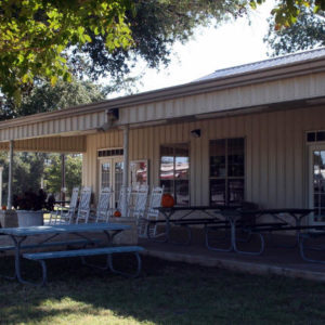 Peach Country RV Park clubhouse front patio