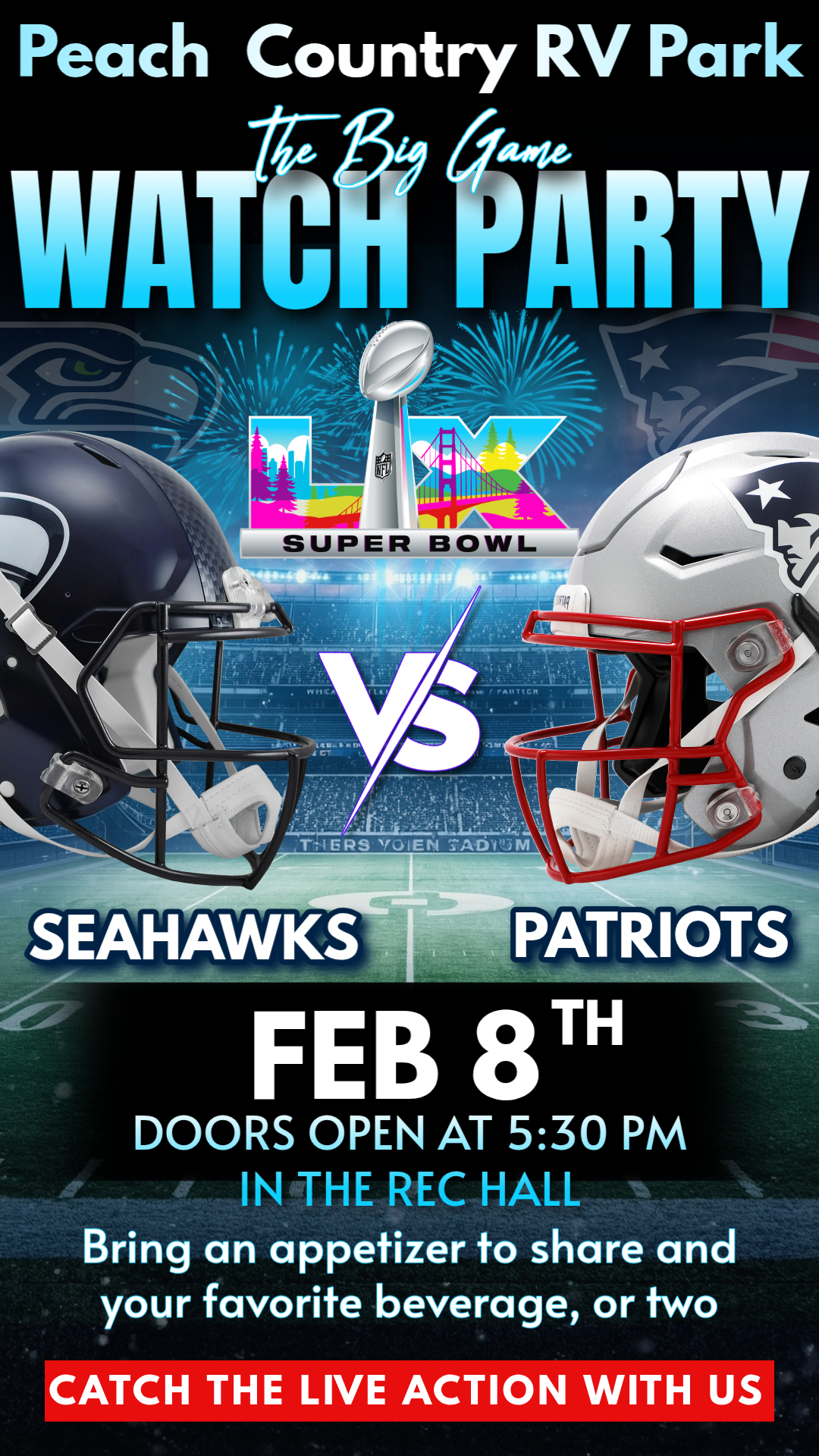 Super Bowl LX Watch Party Flyer